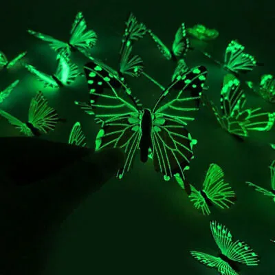 $7.14 • Buy 12PCS 3D Glow In Dark Butterfly Wall Stickers Home Decor Sticker Room Decoration