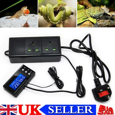 New Digital Reptile Thermostat Day & Night Dimming+Timer Aquarium Heat Tool UK • £32.29