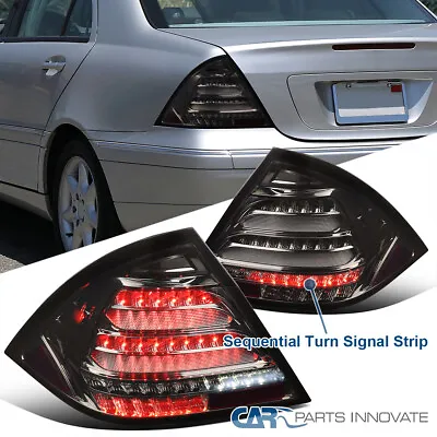 Fits 2001-2004 Mercedes-Benz W203 C-Class Dark Smoke Tail Lights LED Sequential • $191.31