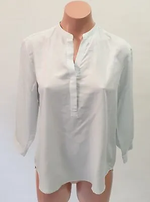 $4.80 • Buy UNIQLO Long Sleeve Henley Blouse Top Bluish White Size XS  L078