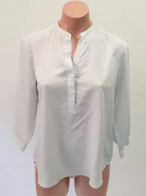 $4.80 • Buy UNIQLO Long Sleeve Henley Blouse Top Bluish White Size XS  L078