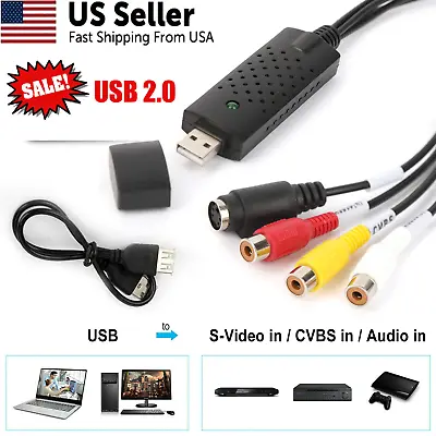 USB 2.0 Audio TV Video VHS To DVD VCR PC HDD Converter Adapter Capture Card • $8.30