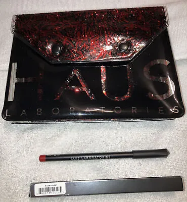 NEW HAUS Labs Cosmetic Bag-Black/Red Abstract Vinyl 8”x5” See-Thru EUC Lady Gaga • £5.65