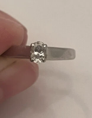 £500 • Buy Womens - Platinum 0.50ct Diamond Oval Solitaire Ring