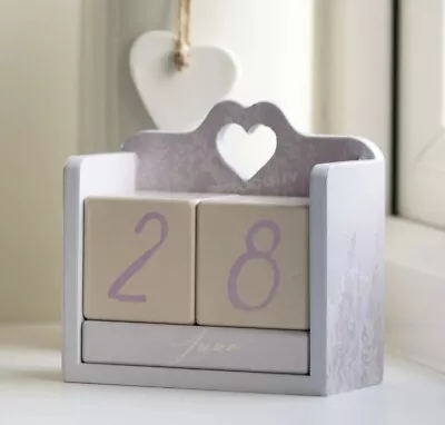 £7 • Buy Wooden Block  Desktop Perpetual Calendar In Lilac
