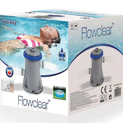 800gal BESTWAY FLOWCLEAR FILTER PUMP SWIMMING POOL UP TO 18ft WITH 32mm FITTINGS • £237.95