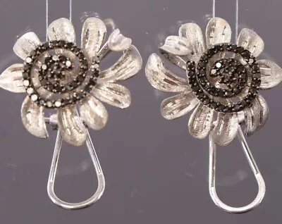 Vintage Unique .925 Sterling Flower Pierced Earrings  • $38