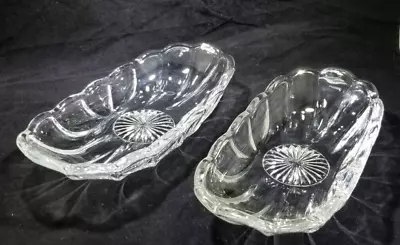 SET OF 2- Vintage Banana Split Boat Ice Cream Parlor Heavy Glass Dishes - NICE • $12