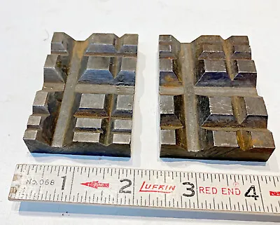 Set Of 2 Machinist Comparator Blocks Parts Holding Testing Steel Blocks V Groove • $44