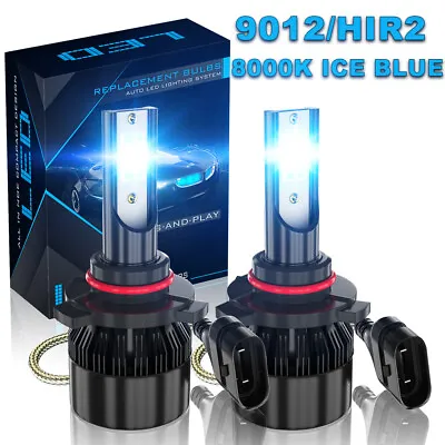 9012 LED Headlight Bulbs Kit Hi Low Beam 8000K Ice Blue Super Bright High Power • $17.99