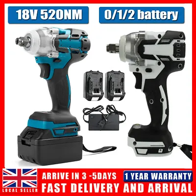 £56.99 • Buy 1/2  Driver 18V Cordless Impact Wrench Brushless W/ 0/1/2 Battery+Charger Set 