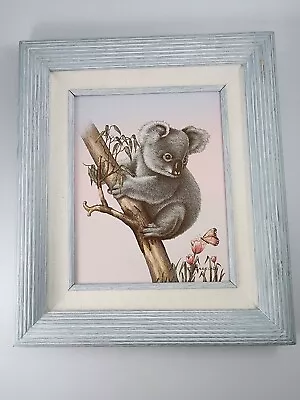 C. CARSON PAINTING KOALA BUTTERFLY Framed 13x15 Artist Signed Granny Core Twee • $59.99