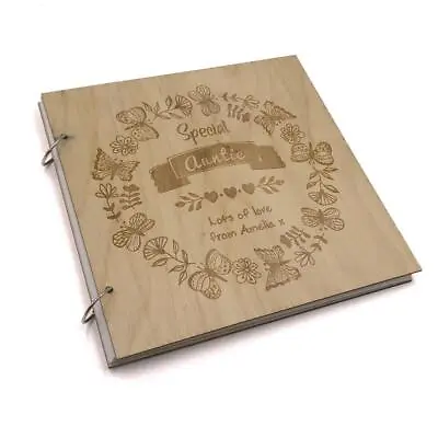 £14.99 • Buy Personalised Special Auntie Engraved Large Wooden Scrapbook Photo Album LWOD-27