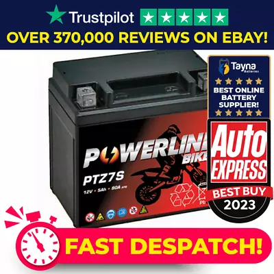 PTZ7S Powerline Bike Motorcycle Battery Replaces YTZ7S • £25.29