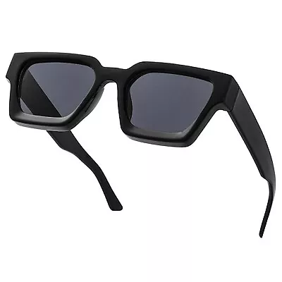 Retro Thick Square Frame Sunglasses For Men Women Rectangle Y2K Sunglasses • $15.99