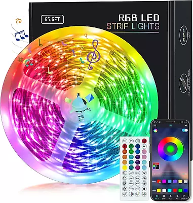 KEELIXIN 65.6ft LED Lights For BedroomMusic Sync RGB LED Strip Lights With APP • $12.95