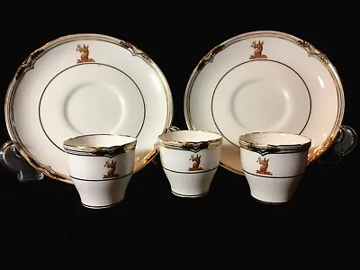 C1930 Minton Made For Tiffany Hnd Pntd  3 Demi Tasse/2 Lg Saucers • $58