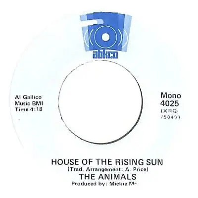 £7.49 • Buy The Animals House Of The Rising Sun US 7  Vinyl Record 1973 4025 ABKCO 45 VG+