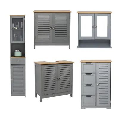 Bathroom Cabinet W/ Doors&Shelves Cupboard Storage Unit 5 Styles Furniture Grey • £41.99
