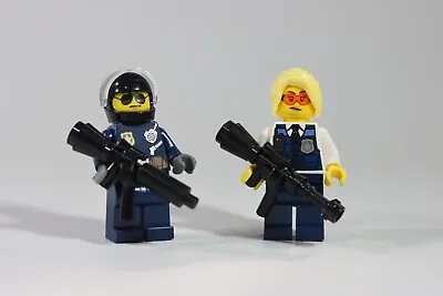 LEGO® City Police Minifigure SWAT Partners Automatic Guns Female Male Duo • $19.99