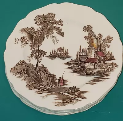 Vintage Johnson Brothers The Old Mill Brown Bread & Butter Plates 6   Set Of 6 • $19.95