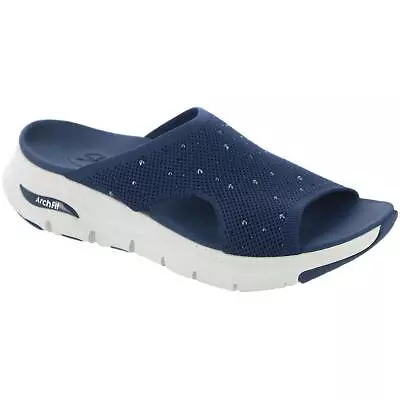 Skechers Womens Cali Arch Fit Navy Slide Sandals Shoes 7 Medium (BM) BHFO 8170 • $21.99