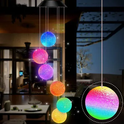 Wind Chimes Solar Powered LED Light Changing Hanging Outdoor Garden Yard Decor • £8.99