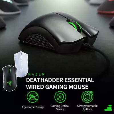 Razer DeathAdder Essential Wired Esports Gaming Mouse 6400 Adjustable DPI AU • $44.66