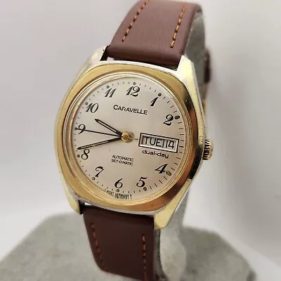 Vintage Bulova Caravelle Men's Automatic Watch Day/date PUW 1663S Germany 1978 • $138