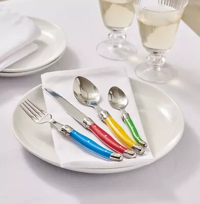 Laguiole Style Bistro Cutlery Set 24 Piece Dishwasher Safe Knives Forks Spoons • £44.95