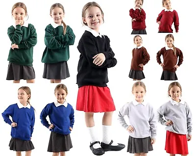 £7.99 • Buy Girls Boys Kids Jumper Sweatshirt Crew Tops Round/V- Neck  School Uniform Fleece
