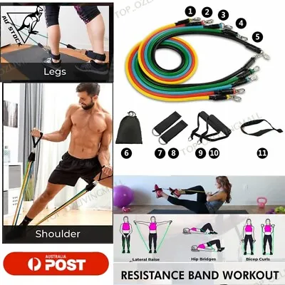 11PCS Yoga Strap Latex Resistance Bands Exercise Tube Fitness Elastic Home Gym • $16.23