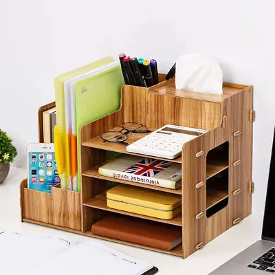 £8.47 • Buy Wooden Pen Pencil Storage Holder Office Study Desk Organizer Table Box Tidy Case