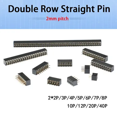 2mm Female Double Row Straight Strip Pin Header Socket PCB Connector 2*2P~40P • £49.50