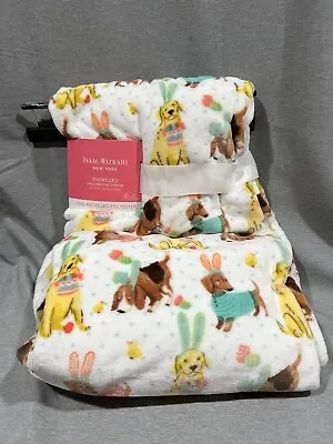 Isaac Mizrahi Easter Dogs Dachshund Golden Retriever And Beagle Throw Blanket • $35