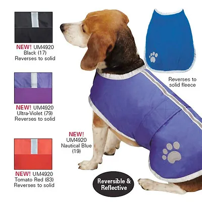 Noreaster Warm Reversible Poly Fleece Reflective Dog Blanket Coat Rain Jacket • $30.99