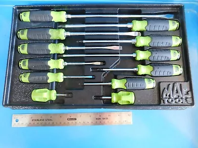 Used Mac Tools    12 Pc.    Green Handle Screwdriver Set In Tray • $200