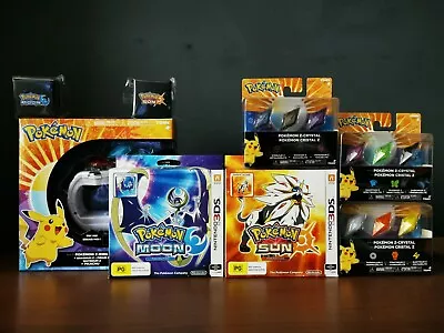 $275.04 • Buy Pokemon Sun & Moon Set (2 Games, 2 Pins, Z-Ring, 9 Z-Crystals, All Brand New)