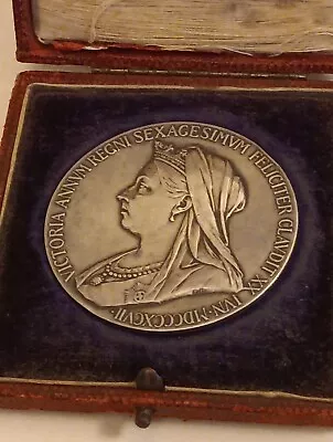 Great Britain Silver Medal 60th Anniversary Queen Victoria 1837 1897 56mm Large • $399.99