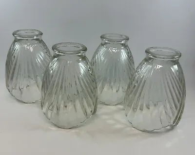 Vintage Set Of 4 Tulip Shaped Clear Glass  Ceiling Fan Light Globes 2” Fitter • $19.50