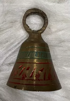 Vintage Brass Bell Etched Approx 2 Inches Tall Made In India • $15.99