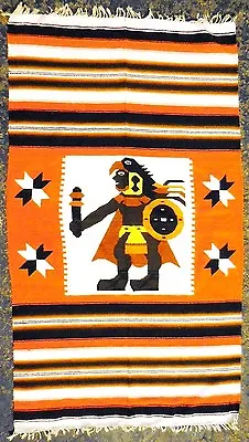 $99.99 • Buy Vintage Wool Blanket Rug Zapotec (?) Mexican Mayan Aztec Southwest Art Textile