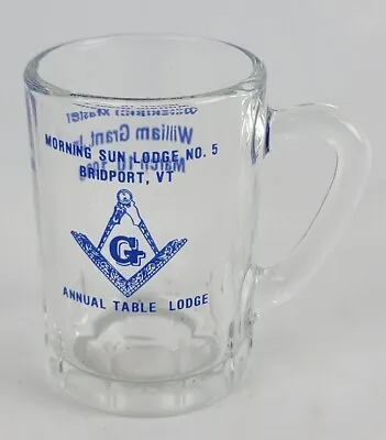 Masonic Shot Glass Mug Morning Sun Lodge No 5 Bridport VT 1990 • $39.95