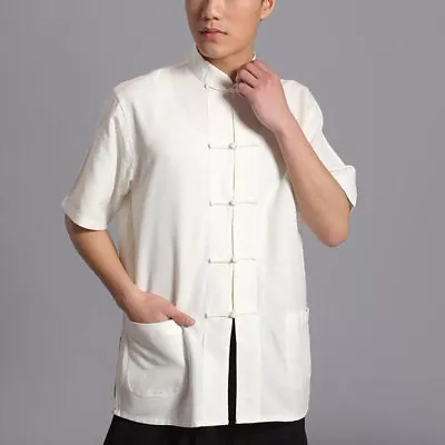 Short Cotton Tang Suit Top Men Kung Fu Shirt Blouse Traditional Chinese Clothes • $26.24