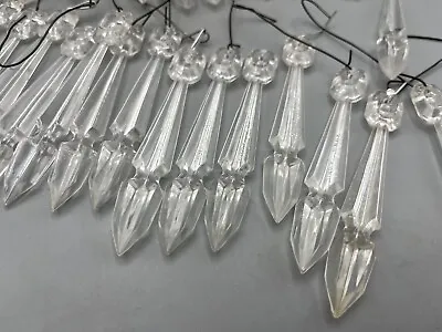 Vintage Christmas Tree Clear Plastic Prism Icicles 3.5” 40 PCs. Hong Kong 1960s • $35.99