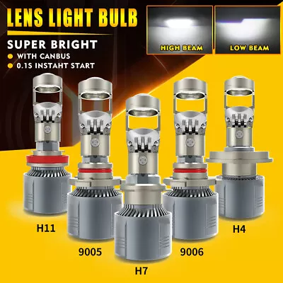 H4 H7 H11 9005 9006 Mini Bi-LED Projector Lens LED Headlight Bulbs 200W -LHD • $26.66