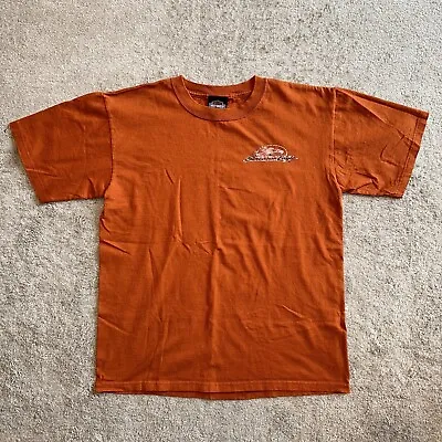 Harley Davidson Shirt Men's Medium Orange Screaming Eagle Distressed Logo • $9.25