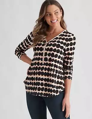 ROCKMANS - Womens Tops -  Long Sleeve Oversized Zipped Front Knitwear Top • $13.19