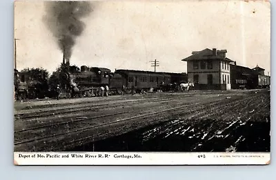 Postcard Missouri Carthage Railroad Depot White River & Mo Pacific CU Williams • $50