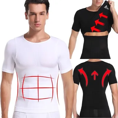 Men's Slimming Shirt Vest Chest Compression Body Shaper Tummy Control Shapewear • $16.79